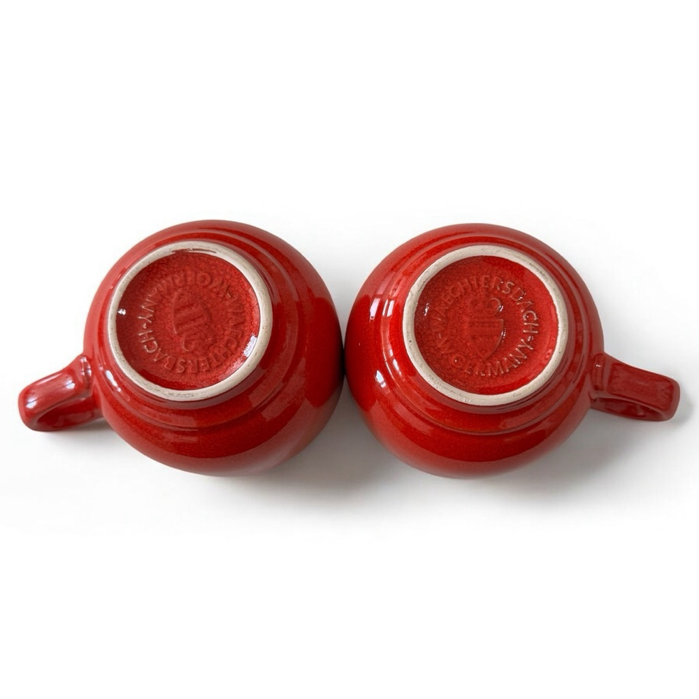 Vintage Waechtersbach West German Pottery Red Tea Coffee Cups Set of 2 EUC - Picture 5 of 6